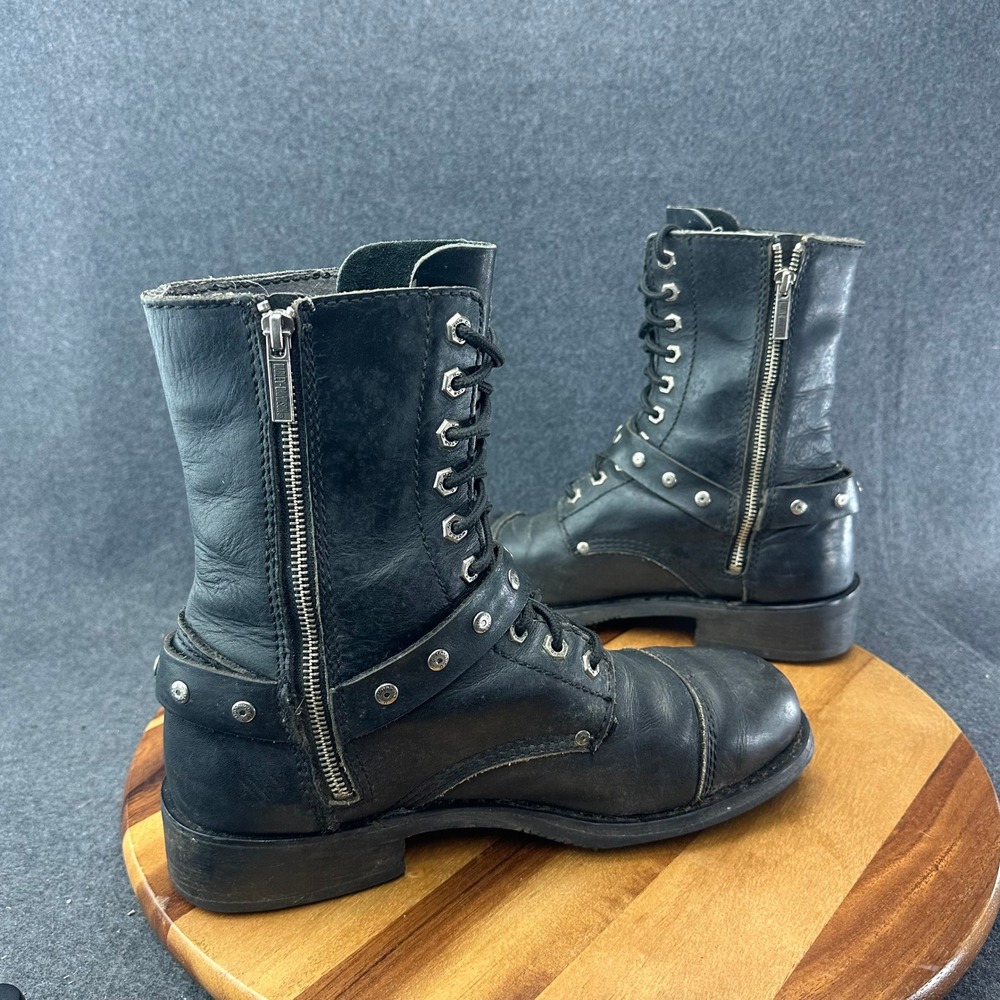Harley Davidson Men's Leather Boots Size 11.5 Black 94029 Lace Zip Up 10" - Picture 9 of 14